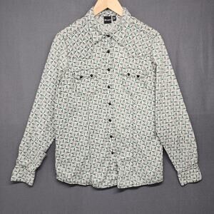 Cruel Shirt Womens XL Long Sleeve Snap Front Western Geometric Pockets Green